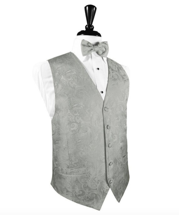 Platinum Paisley Silk Bow Tie Platinum Paisley Silk Bow Tie