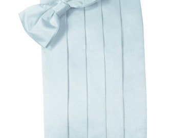 Light Blue Tuxedo Cummerbund and Bow Tie Sets in Assorted Patterns