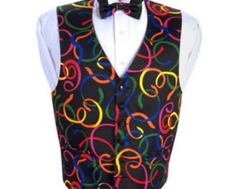 Mardi Gras Tuxedo Vest and Bow Tie 