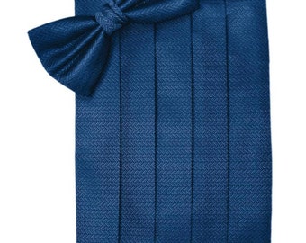 Sapphire Blue Tuxedo Cummerbund and Bow Tie Sets in Assorted Patterns