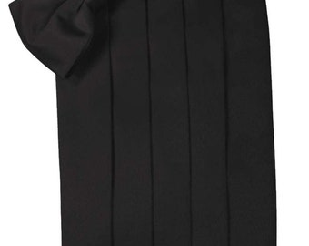 Big and Tall Black Satin Cummerbund and Bow Tie Set