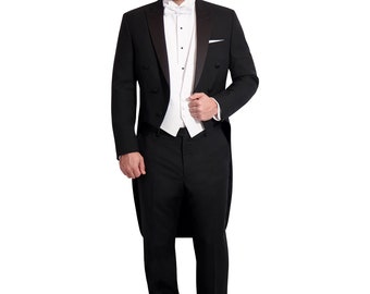 Tailcoat classique en laine à visière noire, coupe traditionnelle uniquement