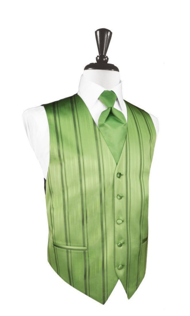 Gilet de smoking vert sauge et nœud papillon à motifs assortis Stripe