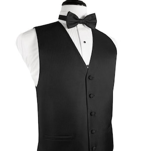 Schwarze Fischgrät Tuxedo Weste und passende fliege