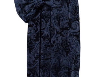 Middernachtblauwe paisley buikband en vlinderdasset