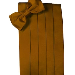 Cognac Brown Tuxedo Cummerbund & Bow Tie Set in Assorted Patterns – For Elegant Weddings