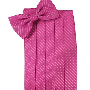 Fuchsia Geometriskt Mönstrat Smoking-Gördel & Fluga Set, Moderna Formella Herrkläder
