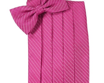 Fuchsia Microneat Tuxedo Cummerbund and Bow Tie Set