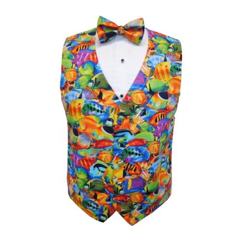 Hawaiian Tropical Saltwater Fish Tuxedo Vest and Tie Set Etsy
