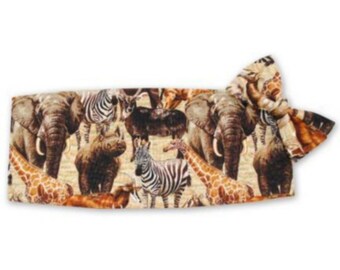 Out of Africa Animal Safari Tuxedo Cummerbund and Bow Tie Set