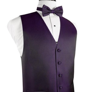 Plum Herringbone Tuxedo Vest and Bow Tie