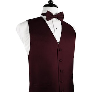 Merlot Herringbone Tuxedo Vest and Bow Tie