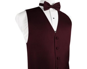 Merlot Herringbone Tuxedo Vest and Bow Tie