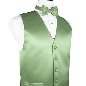 Gilet de smoking vert sauge et nœud papillon à motifs assortis Satin