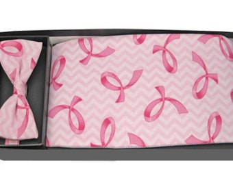 Breast Cancer Prevention Cummerbund and Bow Tie Set