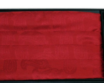 Red Paisley Silk Cummerbund and Matching Pre Tied Bow Tie