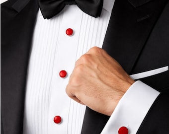 Boutons De Manchette Homme Cristal Rouge & Argent - Cadeau Mariage - Neuf Sous Blister - Fabriqué En France