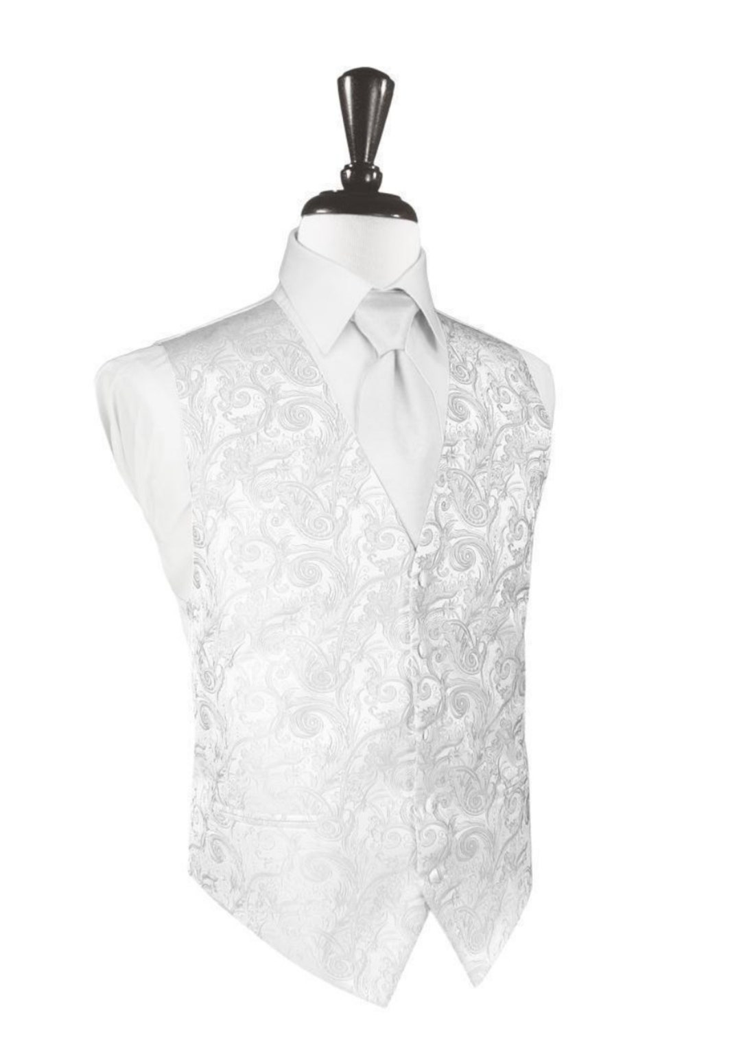 groom white vest and tie