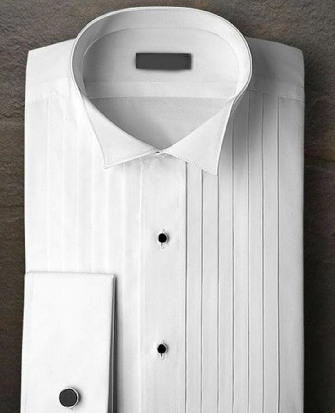 Modern Slim Fit Tuxedo Shirt with Wingtip Collar, Pleated French Cuffs, for Formal Occasions Modern Slim Fit Tuxedo Shirt with Wingtip Collar, Pleated French Cuffs, for Formal Occasions