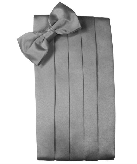 Black & Silver Harlequin Check Cummerbund Set - Includes Bow Tie & Pocket Square - View #2
