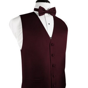 Merlot Red Herringbone Tuxedo Vest and Tie