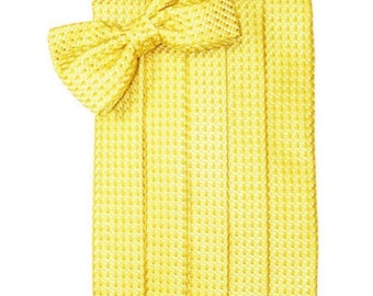 Venice Lemon Yellow Tuxedo Cummerbund and Bow Tie Set