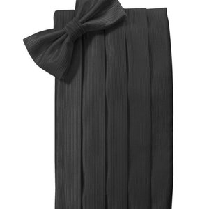 Black Faille Silk Tuxedo Cummerbund and Bow Tie Set