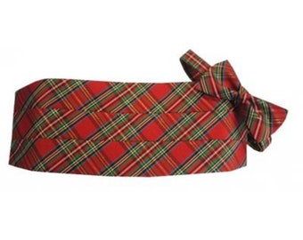 Red Stewart Holiday Plaid Cummerbund and  Pre-Tied Bow Tie