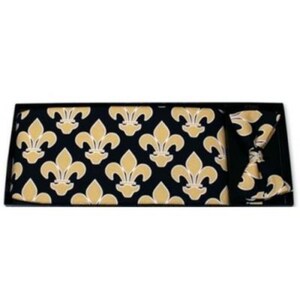 Mardi Gras Gold Black Fleur De Lis Carnival Masquerade Ball Cummerbund and Bow Tie Fat Tuesday Celebration New Orleans Pleated Cummerbund