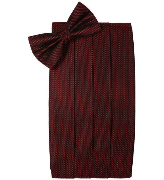 Wine Silk Weave Cummerbund & Bow Tie Set Wine Silk Weave Cummerbund & Bow Tie Set
