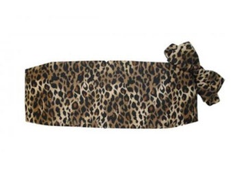 Brown Leopard Cummerbund and Bow Tie Set