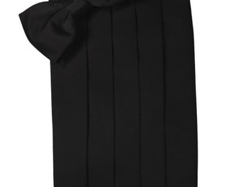 Premium Black Silk Tuxedo Cummerbund and Bow Tie Set