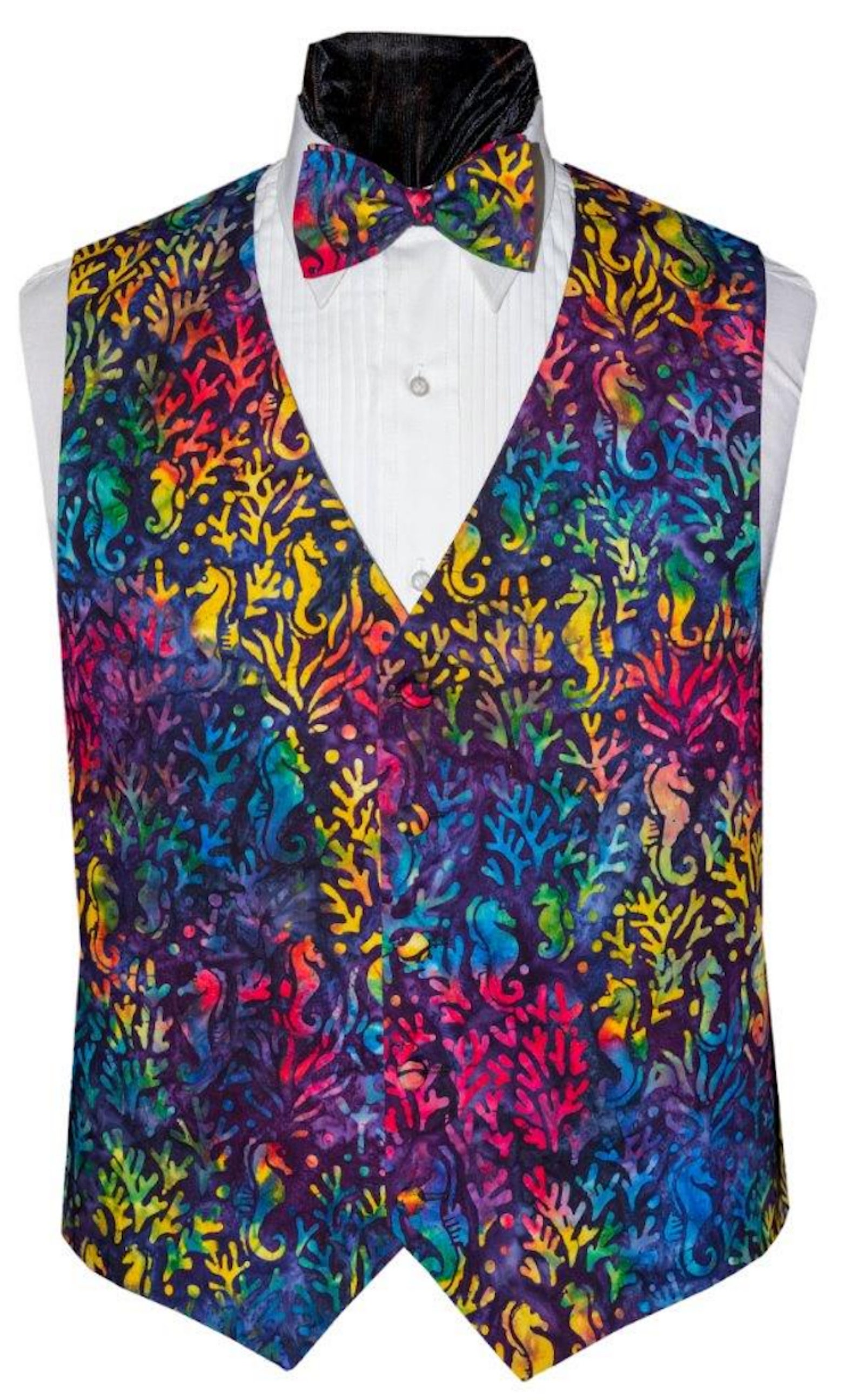 Hawaiian Tropical Formal Tuxedo Vest and Bow Tie Etsy