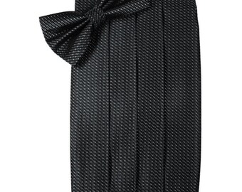 Asphalt Silk Weave Tuxedo Cummerbund and Bow Tie Set