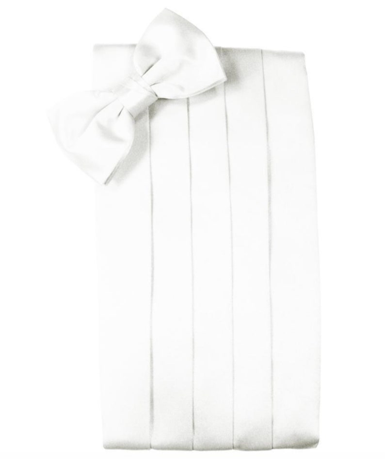White Premium Silk Tuxedo Cummerbund and Bow Tie Set Etsy