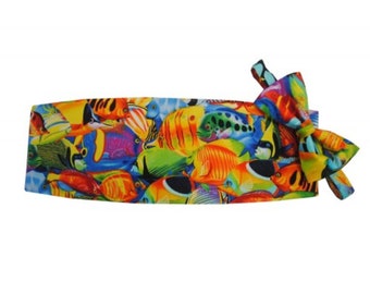 Ceinture de costume et cravate poisson tropical hawaïen d'eau salée