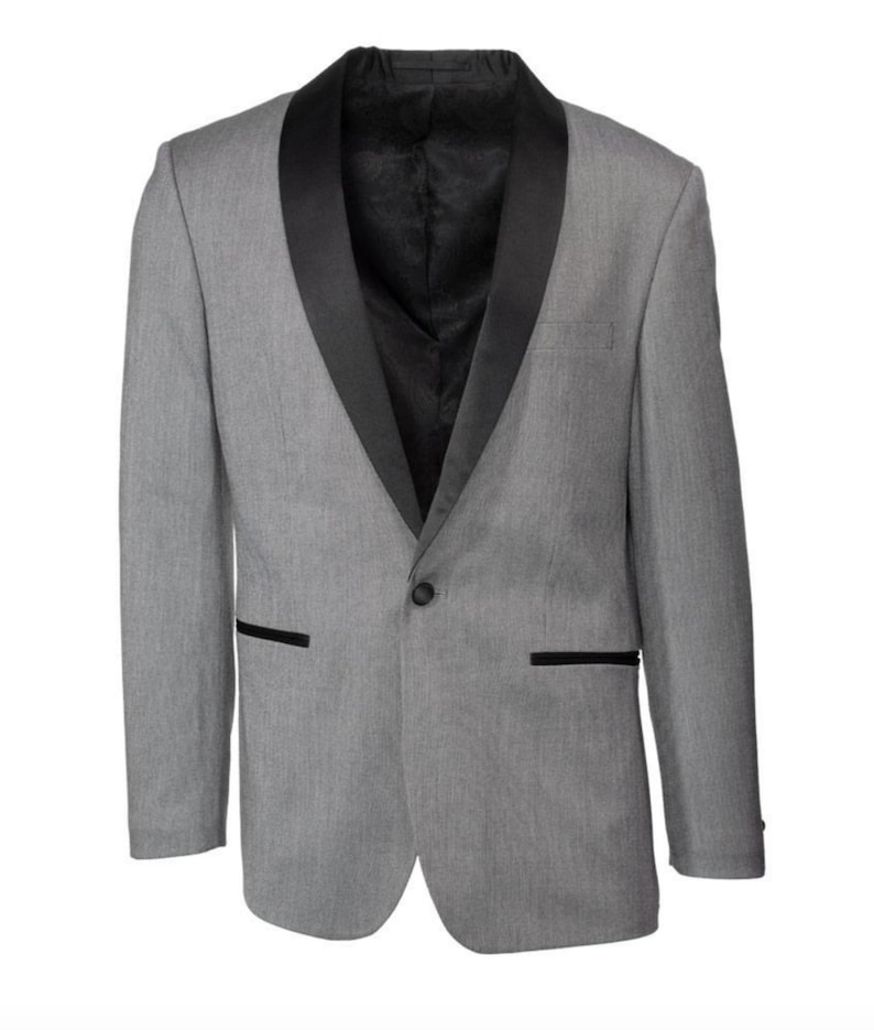 Grey Pindot Slim Fit Shawl Collar Tuxedo Jacket - Etsy