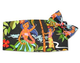 Hawaiin Hula Cummerbund and Bow Tie