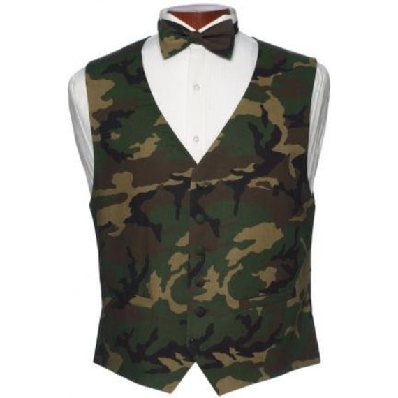 Military Camouflage Tuxedo Vest and Bow Tie Etsy