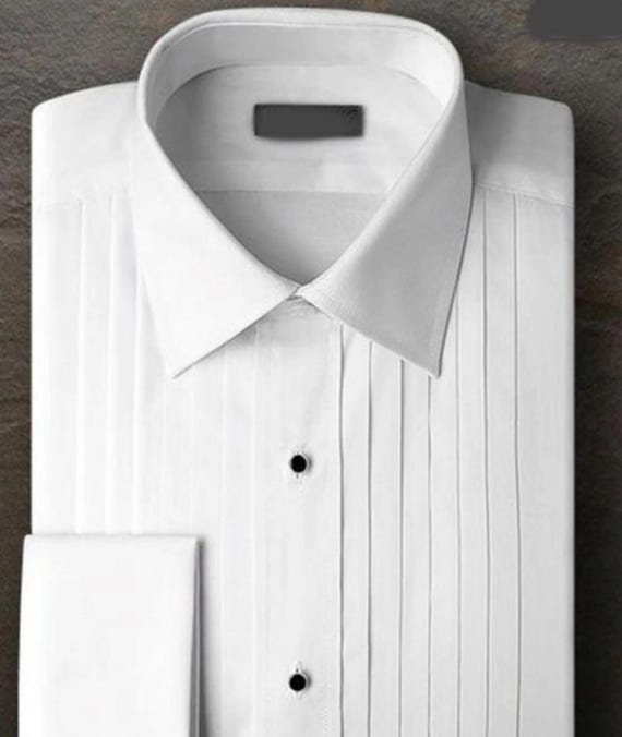 Spread Collar Tuxedo Shirt, 50's Cotton Pleated Slim Fit, Formal Wear for  Men - Etsy Israel