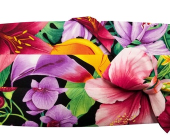 Hawaiian Floral Menagerie Cummerbund and Bow Tie Set