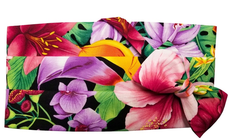 Hawaiian Floral Menagerie Cummerbund and Bow Tie Set image 1