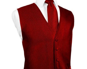 Red Faille Silk Tuxedo Vest and Bow Tie or Neck Tie