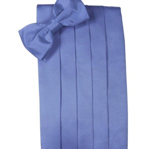 Cornflower Blue Tuxedo Cummerbund and Bow Tie Sets in Assorted Patterns Solid Satin