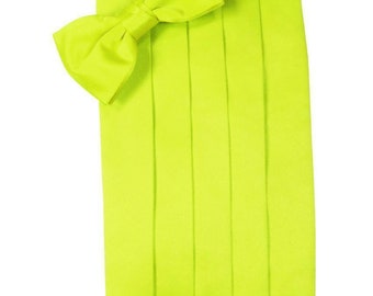 Lime Green Tuxedo Cummerbund and Bow Tie Sets in Assorted Patterns