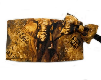 Elephant Cummerbund and Bow Tie