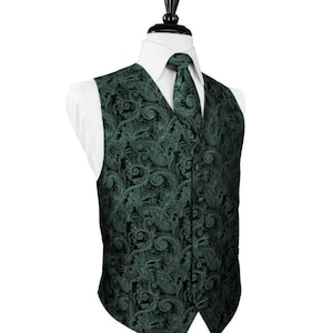 Holly Green Paisley Tuxedo Vest and Tie Set