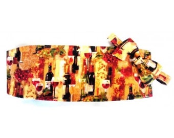 Wine Bottles II Cummerbund and Tie Set