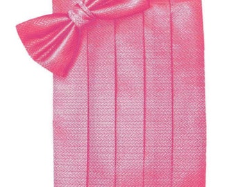 Bubblegum Pink Tuxedo Cummerbund and Bow Tie Sets in Assorted Patterns