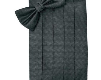 Charcoal Gray Tuxedo Cummerbund and Bow Tie Set in Assorted Patterns for weddings